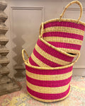 Half Laundry Basket | Pink Stripe